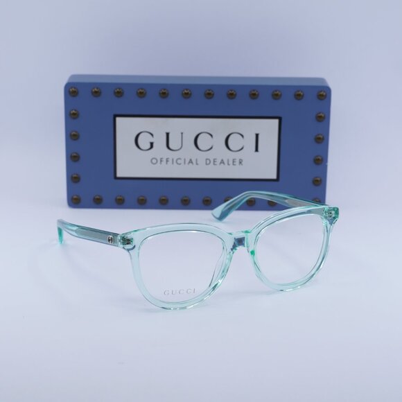 Gucci GG1687O 004 Square Eyeglasses – Transparent Green 52mm - Picture 3 of 9